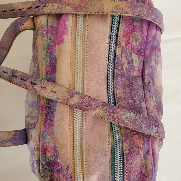 Prada leather hobo tote bag purple Pink blue white yellow grey ivory tie dyed - Picture 11 of 16